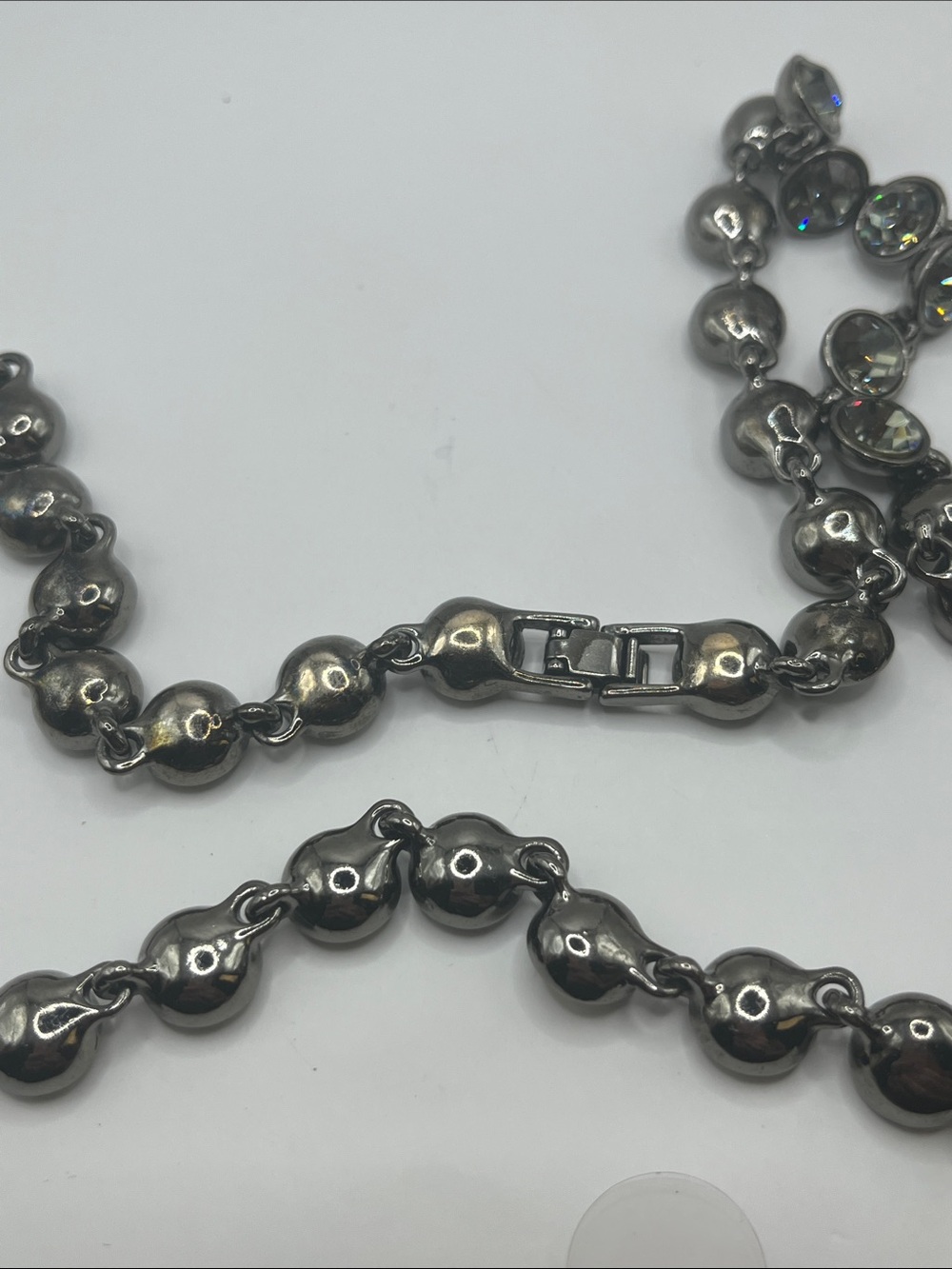 Vintage Givenchy Crystal Link Necklace Rhinestone Headlight Gunmetal- RARE - Picture 14 of 15